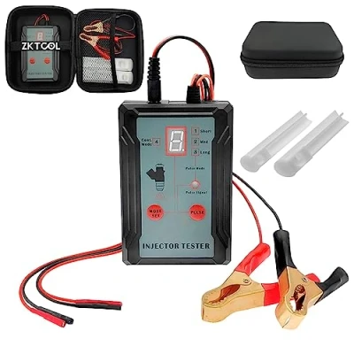 Afbeelding van ZKTOOL Universele brandstofinjectorreiniger en testset, 2 adapters, 8 pulsmodi, 12V/5V uitgangsvermogenstest twee brandstofinjectoren tegelijkertijd schoonmaken, doe het zelf reinigingsgereedschap