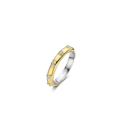 Afbeelding van TI SENTO Milano 12316ZY Ring zilver zirconia goud en zilverkleurig wit