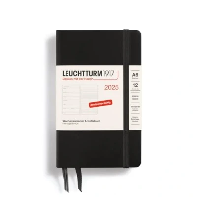 Afbeelding van LEUCHTTURM1917 370497 weekkalender &amp; notitieboek Pocket (A6) 2025, zwart, Duits