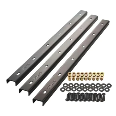 Afbeelding van SOTECH Noklijsten 3 stuks U vormig staal in industrielook 70 x 4 2 cm voor tafelbladen/incl. bevestigingsschroeven en inschroefhulzen Verstevigingsprofiel