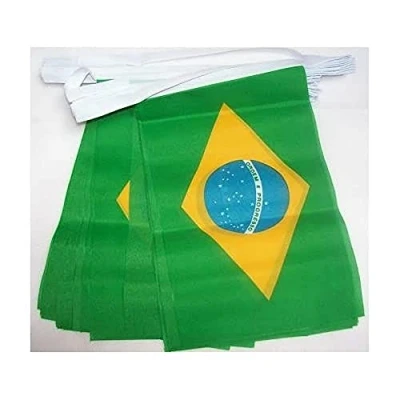 Afbeelding van Brazilië 4 meter BUNTING Vlag 20 vlaggen 6&#039;&#039; x 4&#039;&#039; Braziliaanse STRING 10 15 cm AZ FLAG