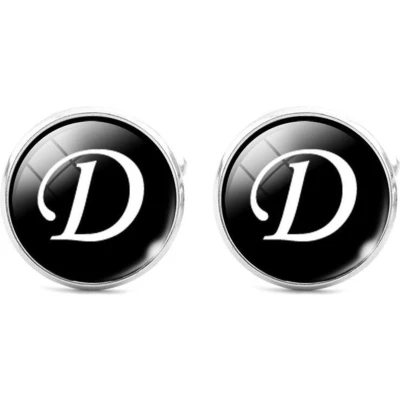 Afbeelding van Montebello Manchetknopen Letter D Heren Metaal Glas Rond ∅16 mm