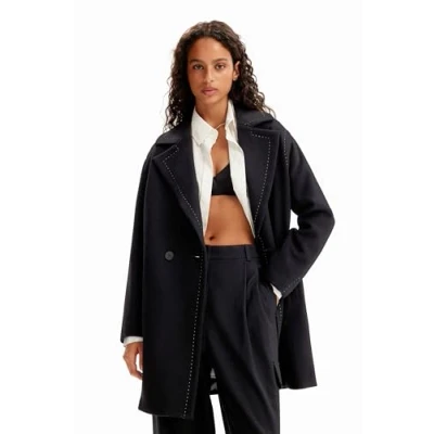 Afbeelding van Desigual Damesjas Stitch Woman Woven Overcoat, zwart, M