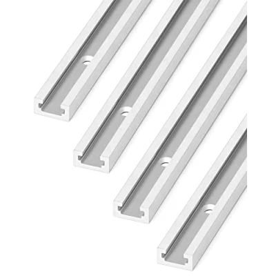 Afbeelding van QWORK® 91 cm T rail, groef, aluminium met dubbel snijprofiel voor tafelzaag, router, tafel, houtbewerkingsgereedschap, 19 x 10 mm, 4 stuks