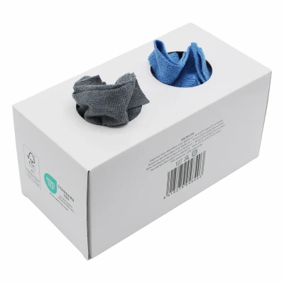 Afbeelding van FIRST Microvezeldoeken Dispenserbox 50 stuks (25 blauw / 25 grijs) 30 x cm 200 g/m² Na...