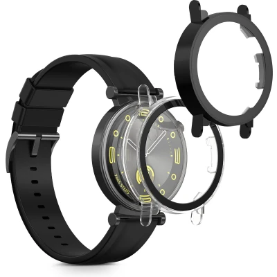 Afbeelding van kwmobile 2x cover geschikt voor Huawei Watch GT4 41mm Fitnesstracker van gehard glas en kunststof frame set transparant / zwart