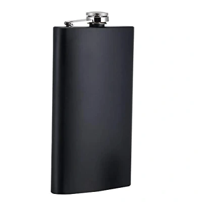 Afbeelding van ToBeIT Flachmann roestvrij staal 300 ml in zwart mat met praktische trechter zakfles schnapsfles drinkfles (300 ml)