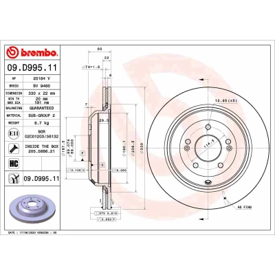 Afbeelding van Brembo Remschijven 09.D995.11