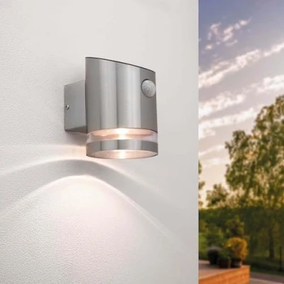 Afbeelding van Ledvion Solar Wandlamp Elara, RVS, 3000K, IP44, LED Lamp, Bewegingssensor, Buitenlamp, Buiten Verlichting, Tuinverlichting, Sfeerlamp
