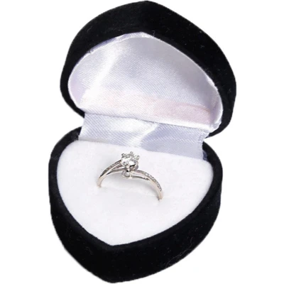 Afbeelding van Hartvormig sieradendoos Velvet Ringdoos Sieraden Gift Box Valentijnsdag Aanzoek Liefde Trouwring houder Huwelijk Ring Case Zwart