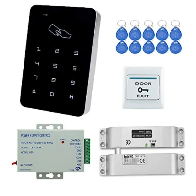 Afbeelding van YAVIS 125KHz RFID toegangscontrole toetsenbord volledige systeem kit met DC12V elektrisch slot elektronisch slot, 3A voeding, knop uitgang, sleutelkaarten ID 10 stuks