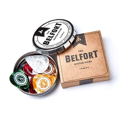 Afbeelding van BELFORT® Bonus: gratis e book (mogelijk niet beschikbaar in het Nederlands), 20 stuks, hoogwaardige plectrums van extreem robuust celluloid, 4 diktes: 0,46 1,20 mm