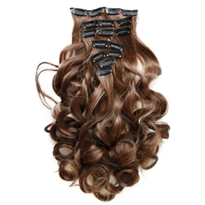 Afbeelding van CAISHA XL 45cm 7 Delige Set CLIP IN EXTENSIONS Haarextensies Haarstukje Golvend Middenbruin CE12 1