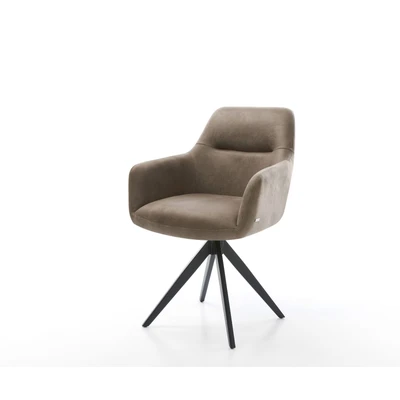 Afbeelding van Draaistoel Pejo Flex kruisframe hoekig zwart taupe vintage 180 draaibaar