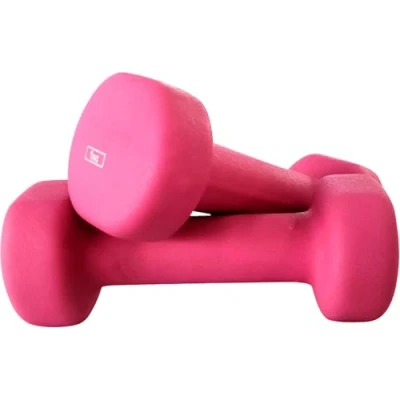 Afbeelding van Ab. Neoprene Dumbbells of 2Kg (4.4LB) Includes 2 1Kg (2.2LB) Pink Material : Iron with coat Exercise and Fitness Weights for Women Men at Home/Gym
