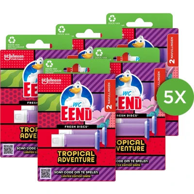 Afbeelding van 5x WC Eend Fresh Discs Navulling Duo Tropical Adventure 72 ml
