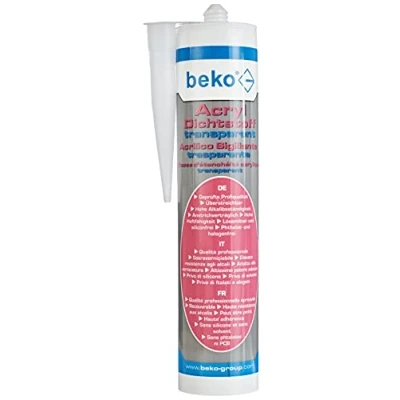 Afbeelding van Beko Acryl afdichtmiddel, 310 ml, transparant, plastisch elastisch, geurloos, verdraagbaar, overschilderbaar, hoge hechting