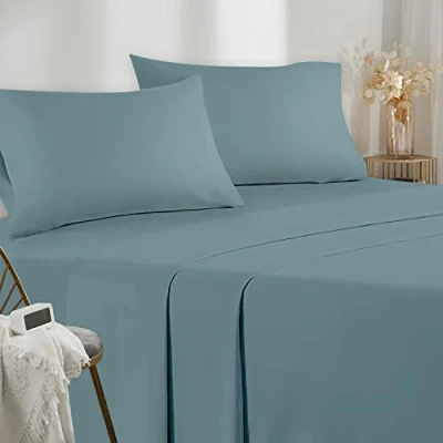 Afbeelding van Poligino Beddengoed, 140 x 190 200 cm, 4 delig, microvezel, hoeslaken, bedlaken voor tweepersoonsbed, 220 280 2 kussenslopen 50 80 groen