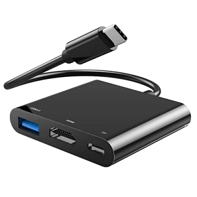 Afbeelding van CableGlaxay USB C Adapter HDMI, 3 in 1 naar 4K HDMI adapter, PD 100W/4K HDMI/USB 3.0, Laptop Hub voor iPhone 15, MacBook Pro/Air, iPad Dell, Lenovo, HP enz.