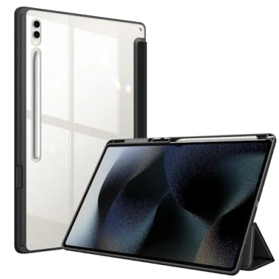 Afbeelding van Fintie Hybrid Case voor Samsung Galaxy Tab S8 Ultra 14,6 inch 2022 SM X900/X906 Schokbestendige afdekking met transparante harde schaal beschermhoes en penhouder, zwart