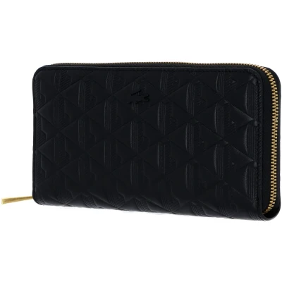 Afbeelding van LACOSTE Leren Portemonnee Zip Wallet Noir Zwart