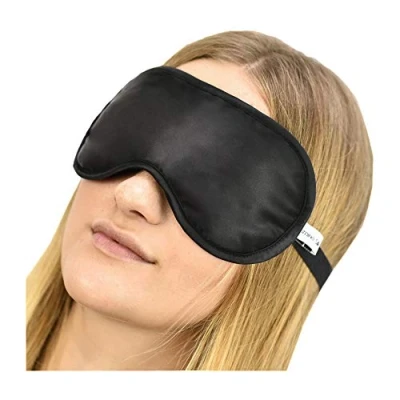 Afbeelding van Jasmine silk Luxe 100% zijden slaapmasker oogmasker reizen eye masker zwart
