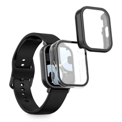 Afbeelding van kwmobile 2x cover geschikt voor Xiaomi Redmi Watch 5 Lite Fitnesstracker van gehard glas en kunststof frame set transparant / zwart