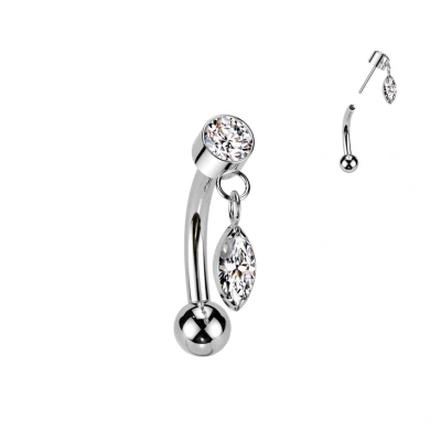 Afbeelding van Piercing curved titanium studje met hanger 1.2x8