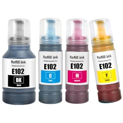 Afbeelding van 4 kleur Multipack 102 Inktflessen Compatibel voor EPSON Inkt ET 2700 2750 2751 2756 2850 2851 2856 3700 3750 3850 4750 4850 4856 15000 Printers