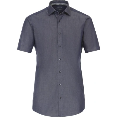Afbeelding van VENTI modern fit overhemd korte mouw twill blauw Strijkvrij Boordmaat: 42