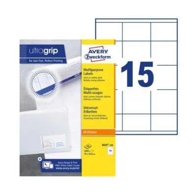 Afbeelding van Etiket Avery Zweckform 3669 200 70x50.8mm wit 3000stuks