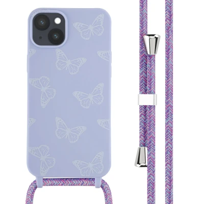 Afbeelding van Apple iPhone 14 Plus Hoesje Siliconen en TPU (zacht) iMoshion Softcase/Koordhoesje/Backcover Butterfly Telefoonhoesje