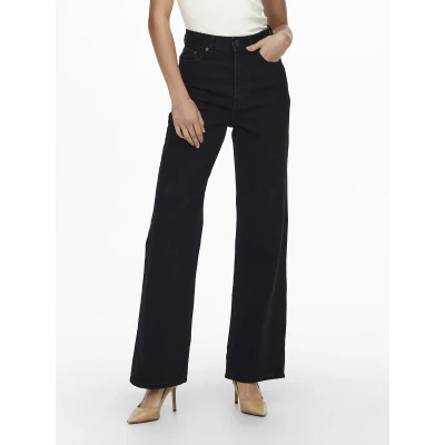 Afbeelding van Only Jeans Onlcamille Life Ex Hw Wide Dnm Noos 15235595 Black Denim Dames Maat W26 X L30