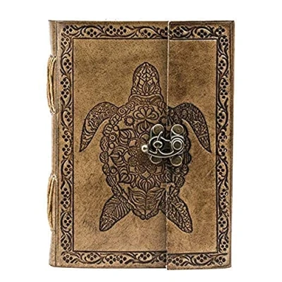 Afbeelding van OVERDOSE TORTOISE Journal Notebook Handgemaakt Antiek voor Studenten, College &amp; Kantoor Mannen Vrouwen Dagboek Lederen Schetsboek Tekening Formaat 5 x 7 inch 12