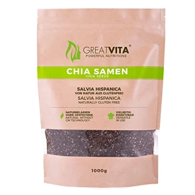 Afbeelding van GreatVita Premium Chia Zaden, (3 x 1000 g) natuurlijk zonder genetische manipulatie