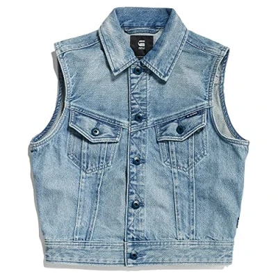 Afbeelding van G STAR RAW Dames Slim Denim Vest Jacket, Blue (Sun Faded Air Force B988 C947), S