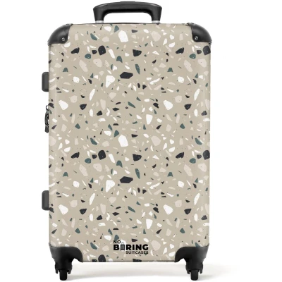 Afbeelding van NoBoringSuitcases.com Grote koffer Terrazzo patroon kleurrijk grijs groen Reiskoffer met 4 wielen Trolley op wieltjes Rolkoffer groot 72 liter Ruimbagage valies 20kg Valiezen voor volwassenen