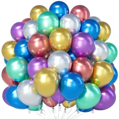 Afbeelding van Teselife Metallic Regenboog Ballonnen, 100 Stuks 12 Inch Chroom Veelkleurige Feest Ballonnen Voor Mannen Vrouwen Verjaardag Babyshower Jubileum Afstuderen Verlovings Decoraties