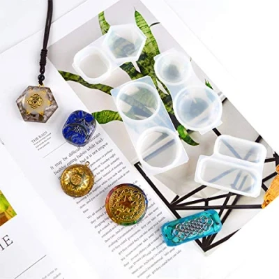 Afbeelding van FineInno 4 stuks hars siliconen mal, Orgone hanger sieraden gietvorm, resin mold,Merkaba epoxy mallen voor het maken van DIY Craft, ketting (hanger mallen)