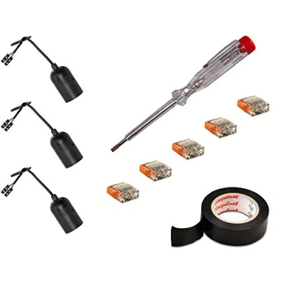 Afbeelding van Renovatieset 10 delig (spanningstester/fasezoeker/bouwcontact/renovatiehouder/steekklemmen/verbindingsklemmen/isolatieband)