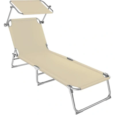 Afbeelding van tectake Ligbed met zonnedak beige