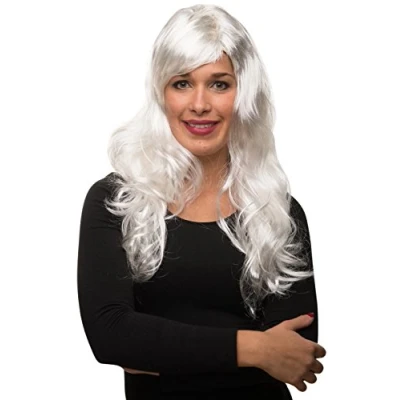 Afbeelding van Sexy lang haar dames pruik krullend/golvend voor carnaval Motto Party 13 kleuren (Wit)