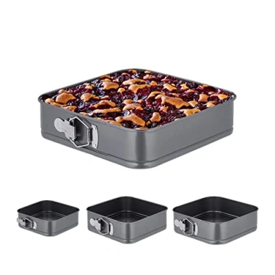 Afbeelding van Relaxdays springvorm set van 4 15, 18, 22, 26 cm rvs antiaanbaklaag taartvorm