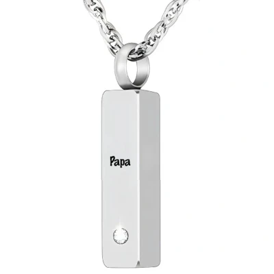 Afbeelding van Luxe Ashanger Met Ketting En Gravering Papa Assieraad Zilver As Gedenksieraad Urn Incl. vuller
