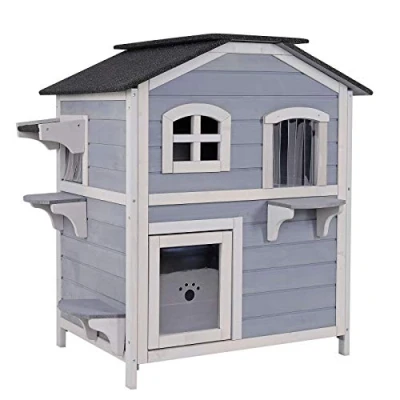 Afbeelding van Dibea Ch10817 Kattenhuis Kattenvilla Kattenmand Kattenhok, 80 X 55 90 cm, Grijs