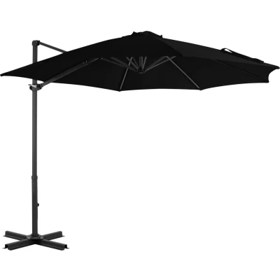 Afbeelding van Zweefparasol met aluminium paal 350 cm zwart