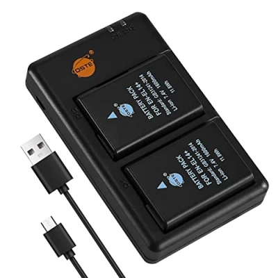 Afbeelding van DSTE 2 stuks EN EL14 ENEL14A (1600mAh/7,4V) batterijladerset compatibel voor Nikon D3400, D5300, D5500, D5600, D3500, D5200, D5100, D3200, Coolpix P7000, P7100,