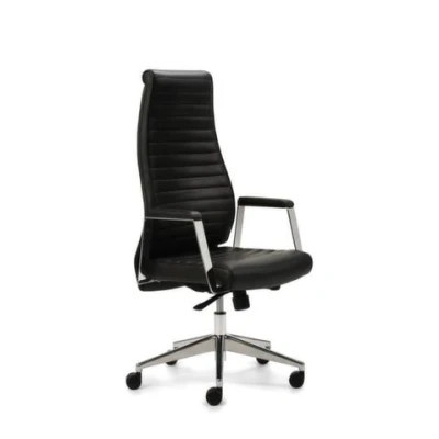 Afbeelding van Bureaustoel Zwart Zitting 430 530x500x480mm Echt Leder Synchroonmech.