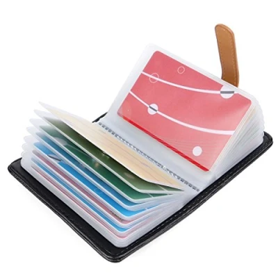 Afbeelding van 10 kleuren creditcardhouder voor dames en heren, leer, 26 sleuven, Zwart #2, Une taille pour tous, Klassiek