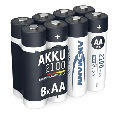 Afbeelding van ANSMANN Accu AA 2.100 mAh NiMH 1,2 V (8 stuks) oplaadbare penlitebatterijen AA, maxE geringe zelfontlading voor jarenlang gebruik